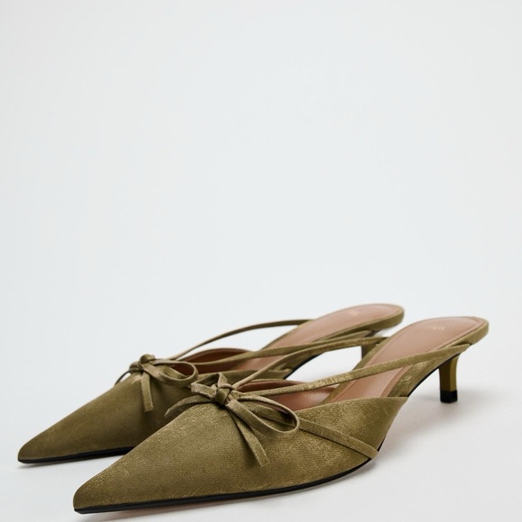 Zara Shoes - ZARA SLINGBACK BOW KITTEN HEELS